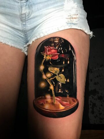 beauty and the beast rose tattoo Ideas