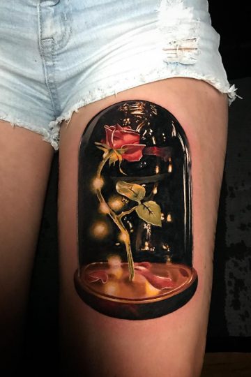 beauty and the beast rose tattoo Ideas
