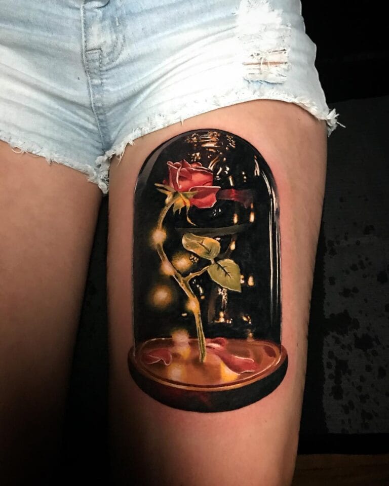 beauty and the beast rose tattoo Ideas
