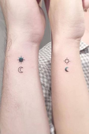 Sun and Moon Couple Tattoos